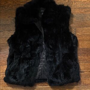 Saks Fifth Avenue Black Rabbit Fur Vest